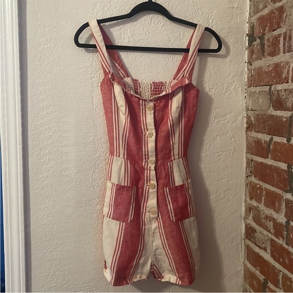 Reformation Linen Stripe Coconut Romper 10 EUC - Picture 9 of 9